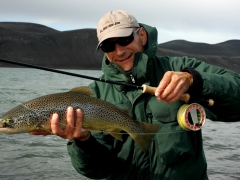 Brown trout fishing in iceland, highlands