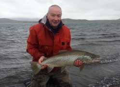 Paul Ryder with huge trout,Lake Thingvellir,trout fishing in Iceland