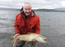 Paul Ryder with huge trout,Lake Thingvellir,trout fishing in Iceland